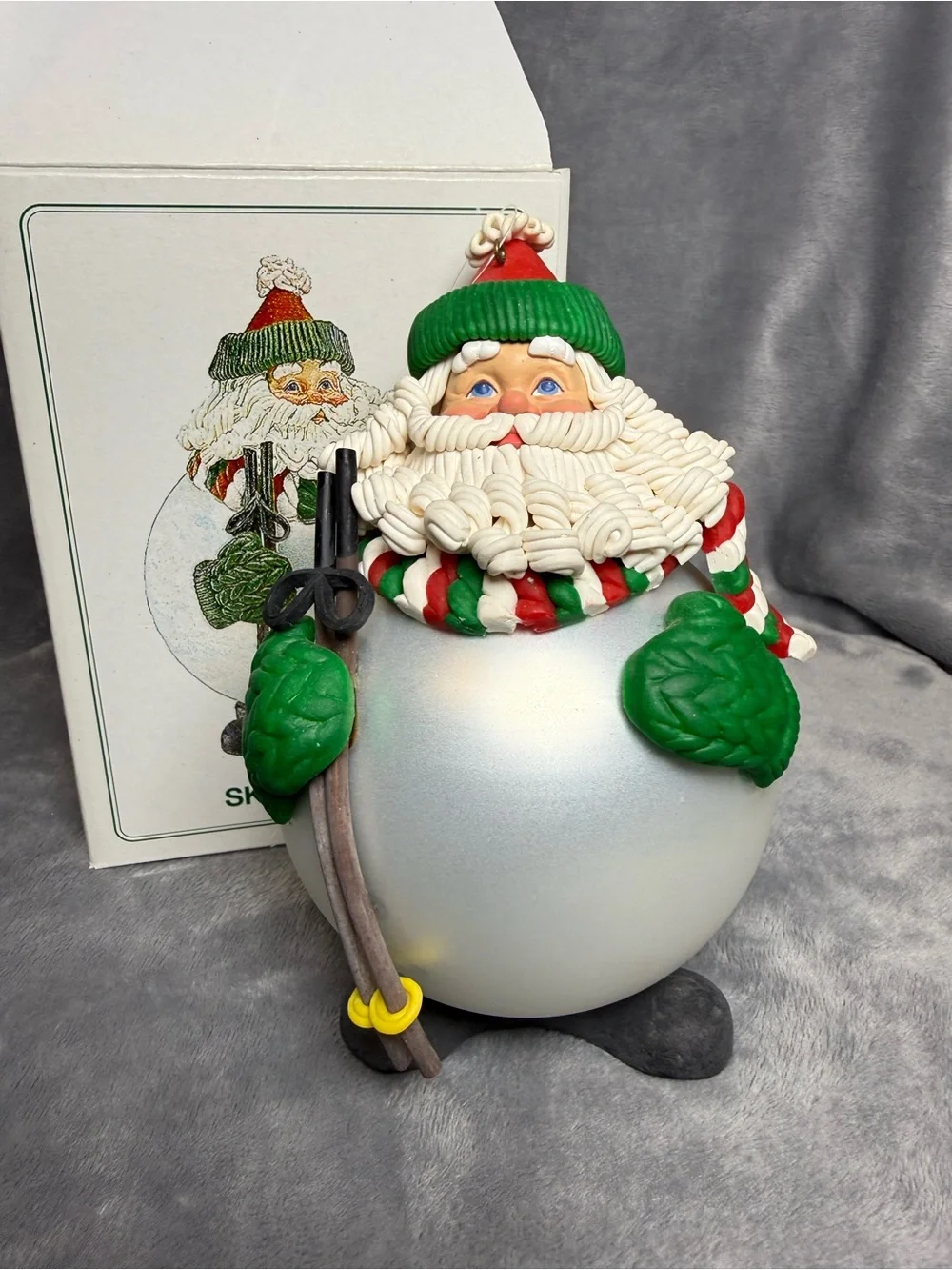 Vintage Department 56 Noel Skiing Santa Ornament Figurine